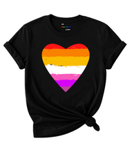 Load image into Gallery viewer, Lesbian Flag Heart Pride LGBTQ+ T-Shirt