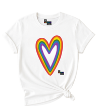 Load image into Gallery viewer, Painted Gay Pride Heart T-Shirt.