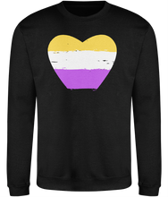 Load image into Gallery viewer, Non-Binary Pride Flag Heart Cosy Sweatshirt