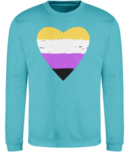 Load image into Gallery viewer, Non-Binary Pride Flag Heart Cosy Sweatshirt