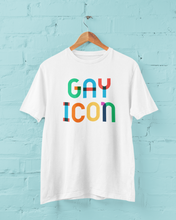 Load image into Gallery viewer, `alt=&quot;Gay Icon slogan t-shirt featuring bold text celebrating LGBTQ+ pride and identity&quot;`

