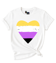 Load image into Gallery viewer, Non Binary Flag Heart T-Shirt
