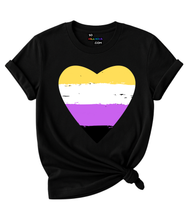 Load image into Gallery viewer, Non Binary Flag Heart T-Shirt
