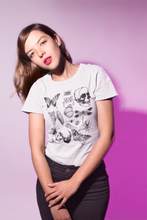 Load image into Gallery viewer, White t-shirt featuring a quirky bones and bugs design, perfect for alternative and spooky style lovers.
